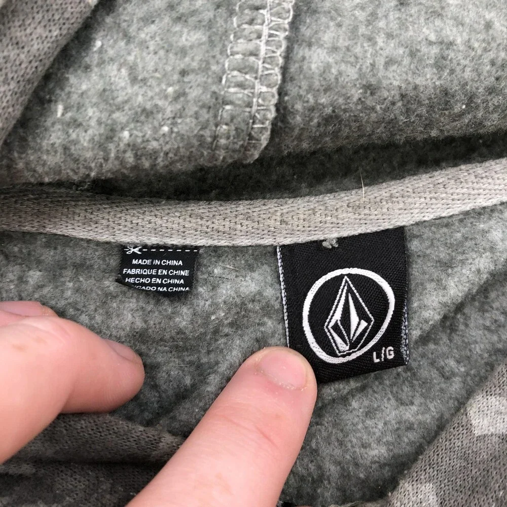 Volcom Hoodie Mens Large Gray Aztec Fleece Full Zip Sweatshirt Pockets Geometric - Picture 8 of 12